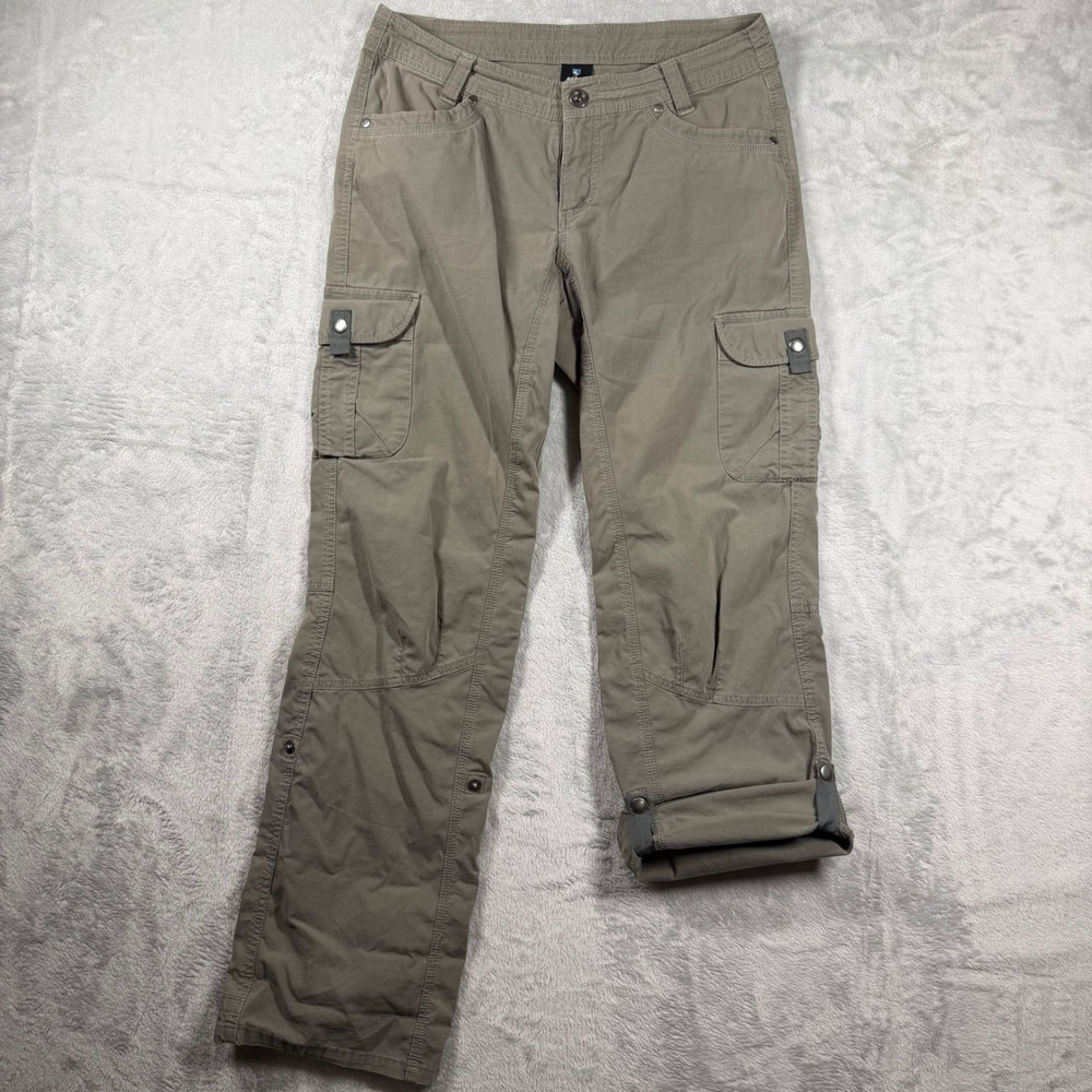 Kuhl Legendary Women 8 Reg Cargo Hiking Pants Olive Green Articulated Knee - Picture 10 of 10